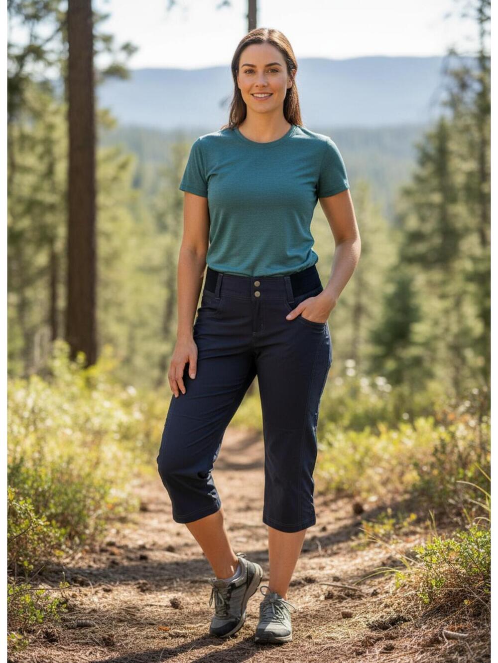 New Women's Navy Blue Title Nine Clamber Capris Size 6